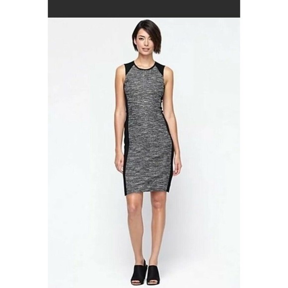 Eileen Fisher Color Block Neck Dress w/ Ponte & Tweedy Knitted Detail. Size XS - Picture 1 of 12